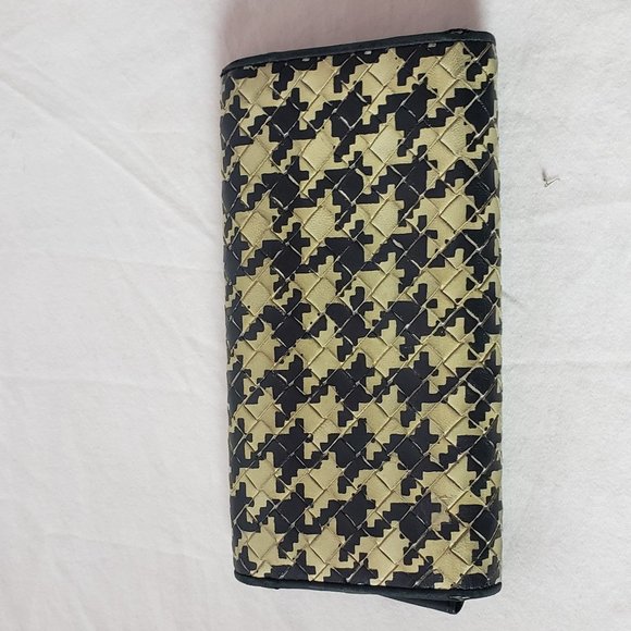 Bottega Veneta intrecciato Houndstooth Print Vintage Wallet Made In Italy - Picture 5 of 7